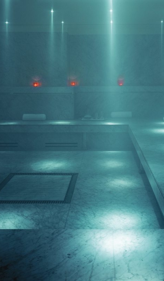 hammam spa sauna with candles lit